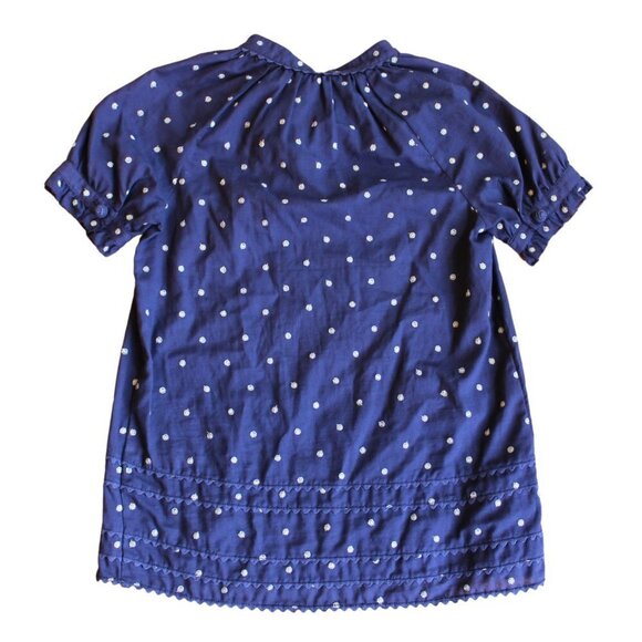 Juicy Couture Navy Blue Blouse w Short Puff Sleeves and Gold Embroidery 2 Small - Picture 2 of 7